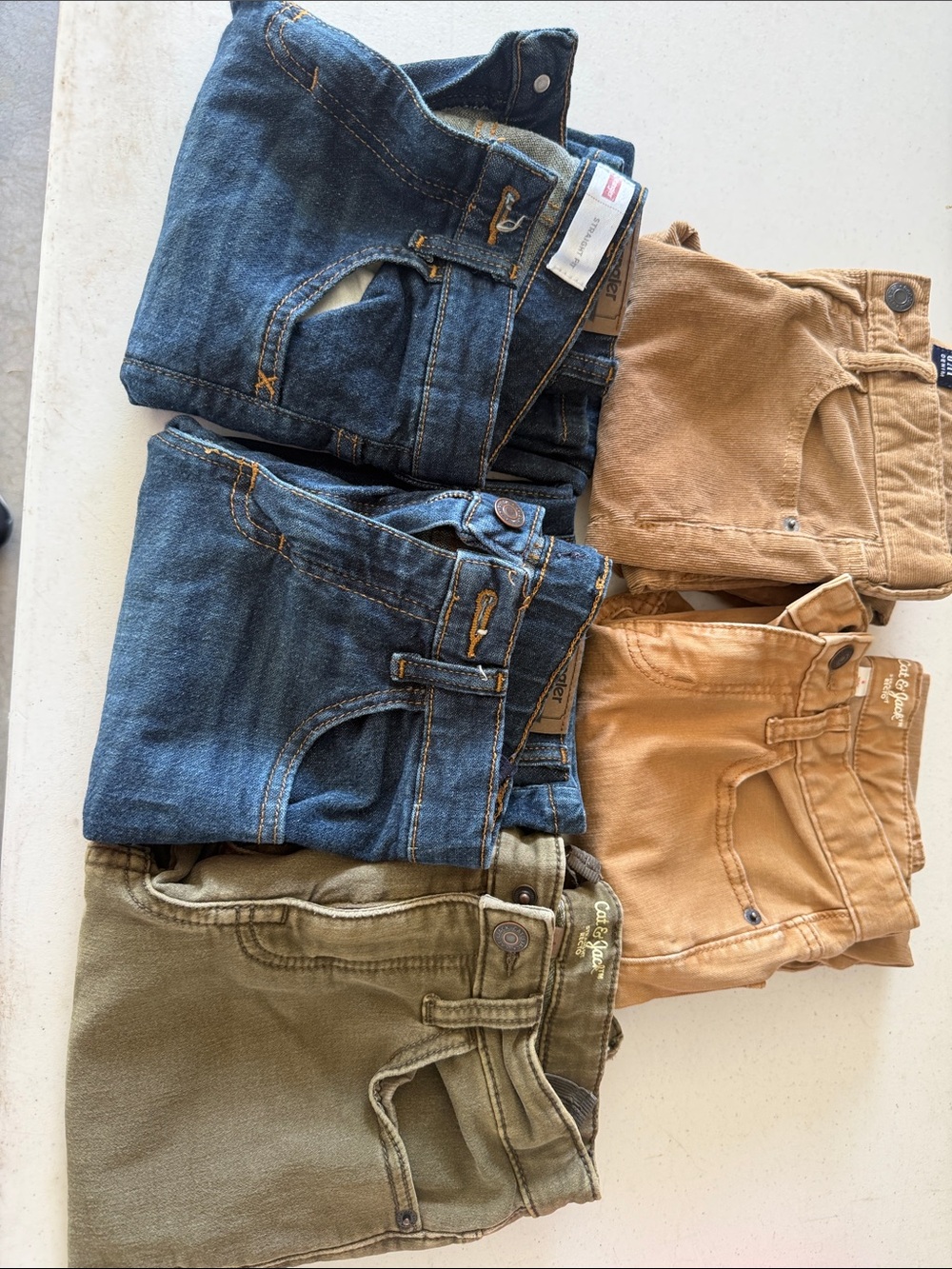 Three pair of boys Jeans Pack - Blue, Brown, Tan, Olive
